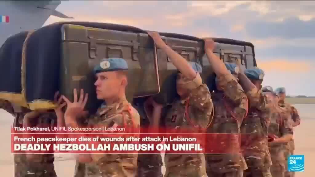 Video thumbnail for French soldier dies of wounds after attack on UN force in Lebanon