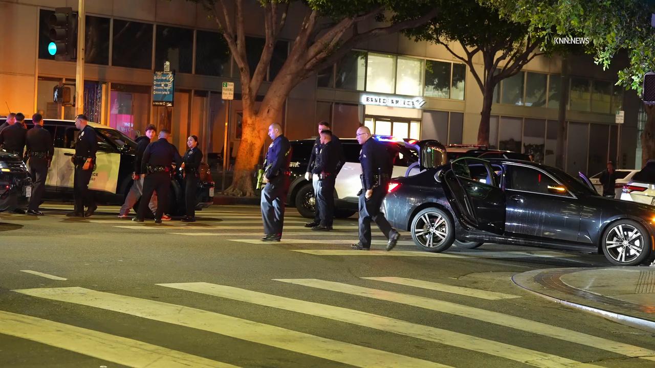 Video thumbnail for US, Los Angeles: Downtown Los Angeles Police Chase Ends with Arrests in Downtown.