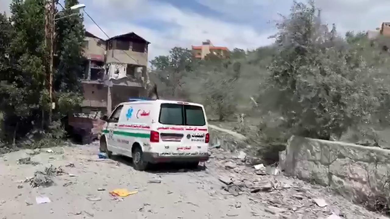 Video thumbnail for Lebanon: Ambulances Rush Casualties After Israeli Strike.