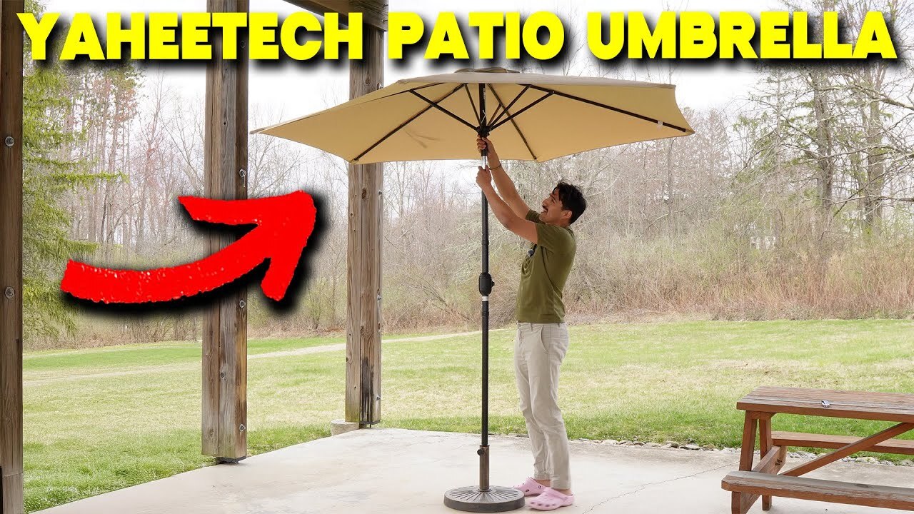 Video thumbnail for Yaheetech 9FT Patio Umbrella Assembly And Test