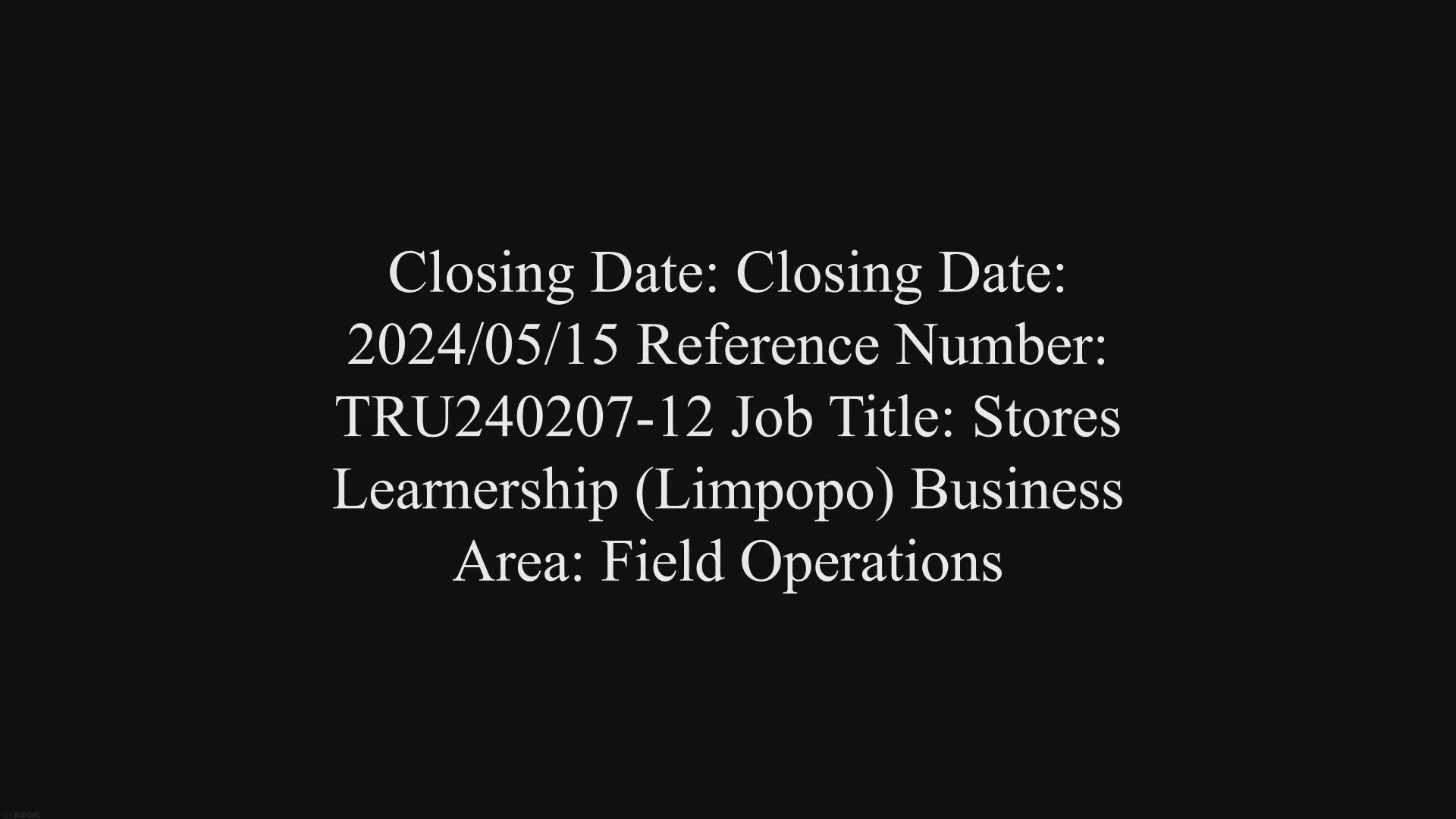 Video thumbnail for TRUWORTHS STORES LEARNERSHIP