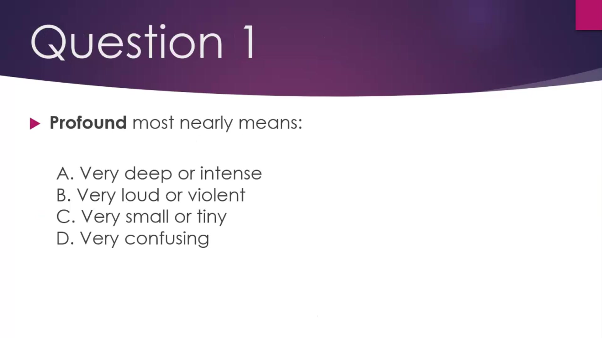 Video thumbnail for Academic Vocabulary Quiz 16:  Psychology