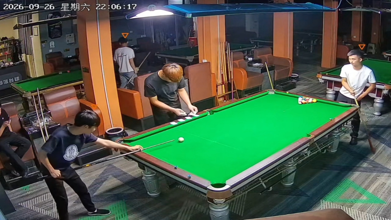 Video thumbnail for Billiards Player Pockets Cue Ball on Opponent's Side in Hebei