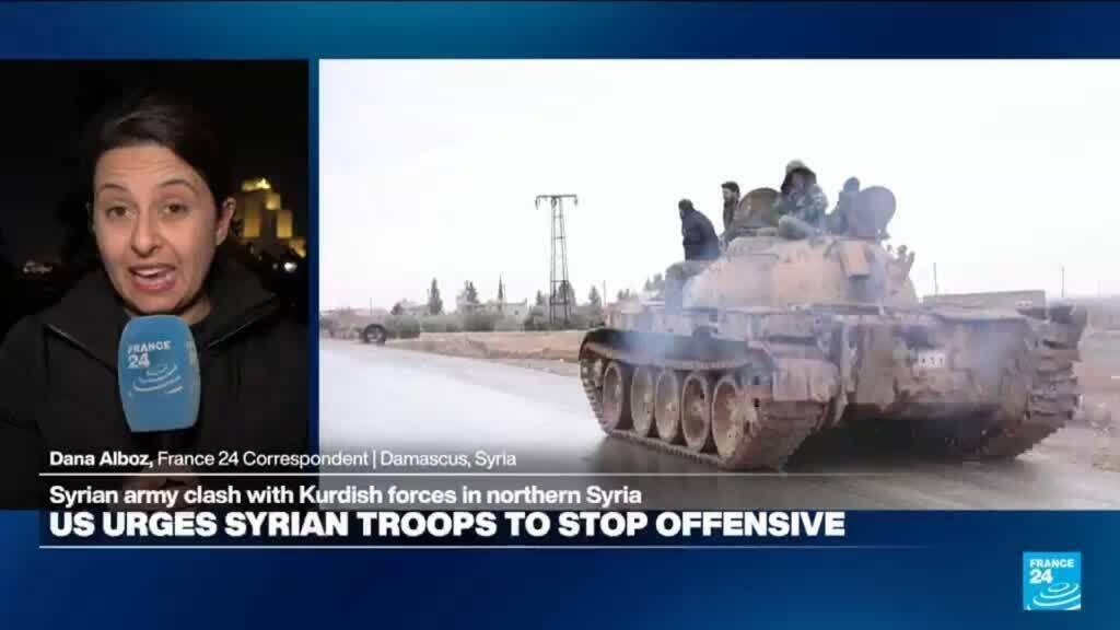 Video thumbnail for 'A lot of contradictory information': Syrian and Kurdish forces clash along the Euphrates River