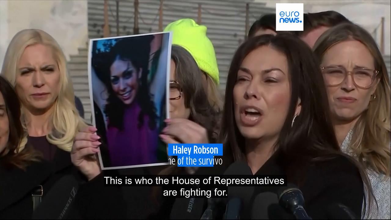 Video thumbnail for US House and Senate agree to pass bill to force release of Epstein files