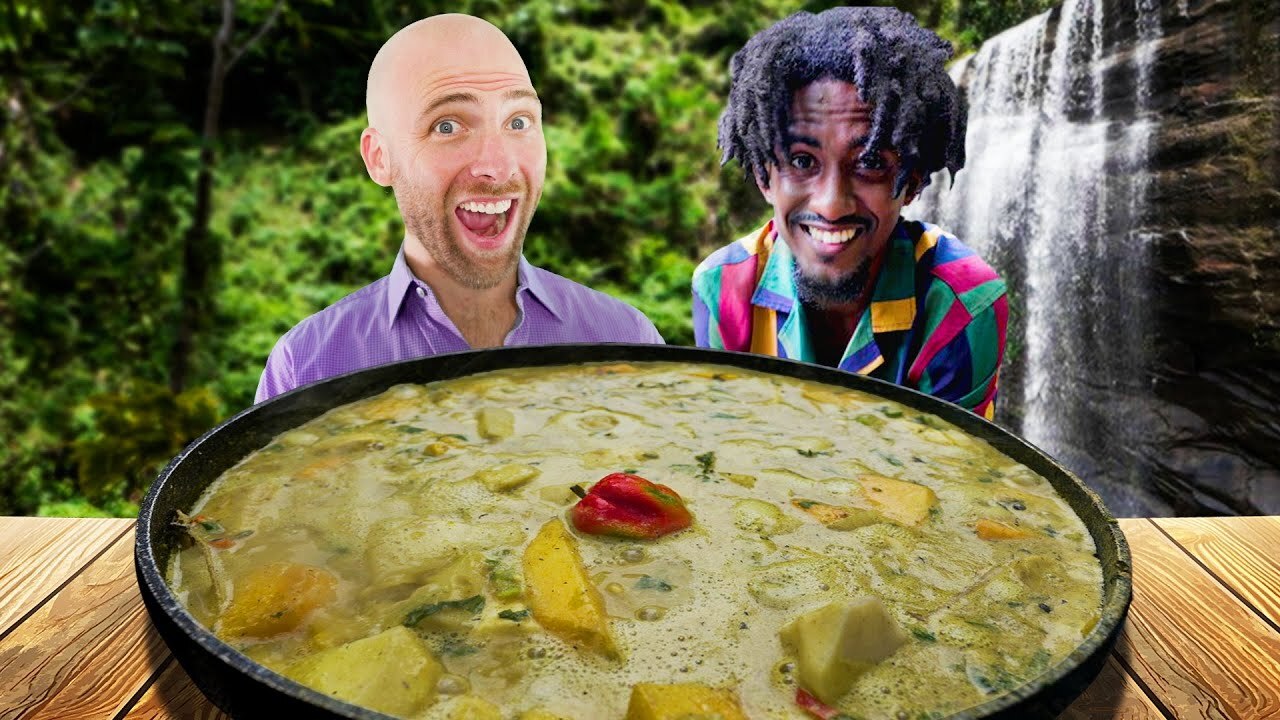 Video thumbnail for Vegan CARIBBEAN FOOD in GRENADA!! Cooking at a Jungle Waterfall!!