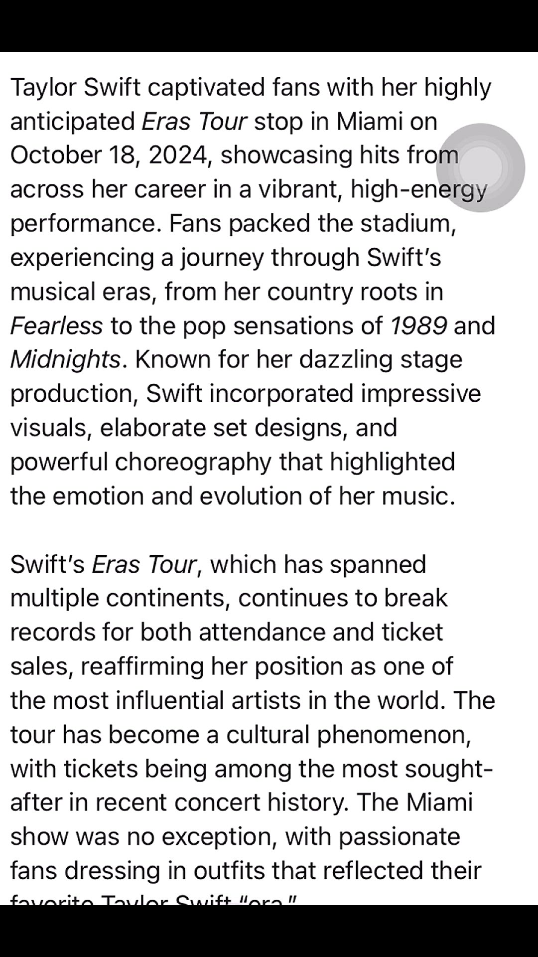 'Video thumbnail for Eras Tour - Taylor Swift'