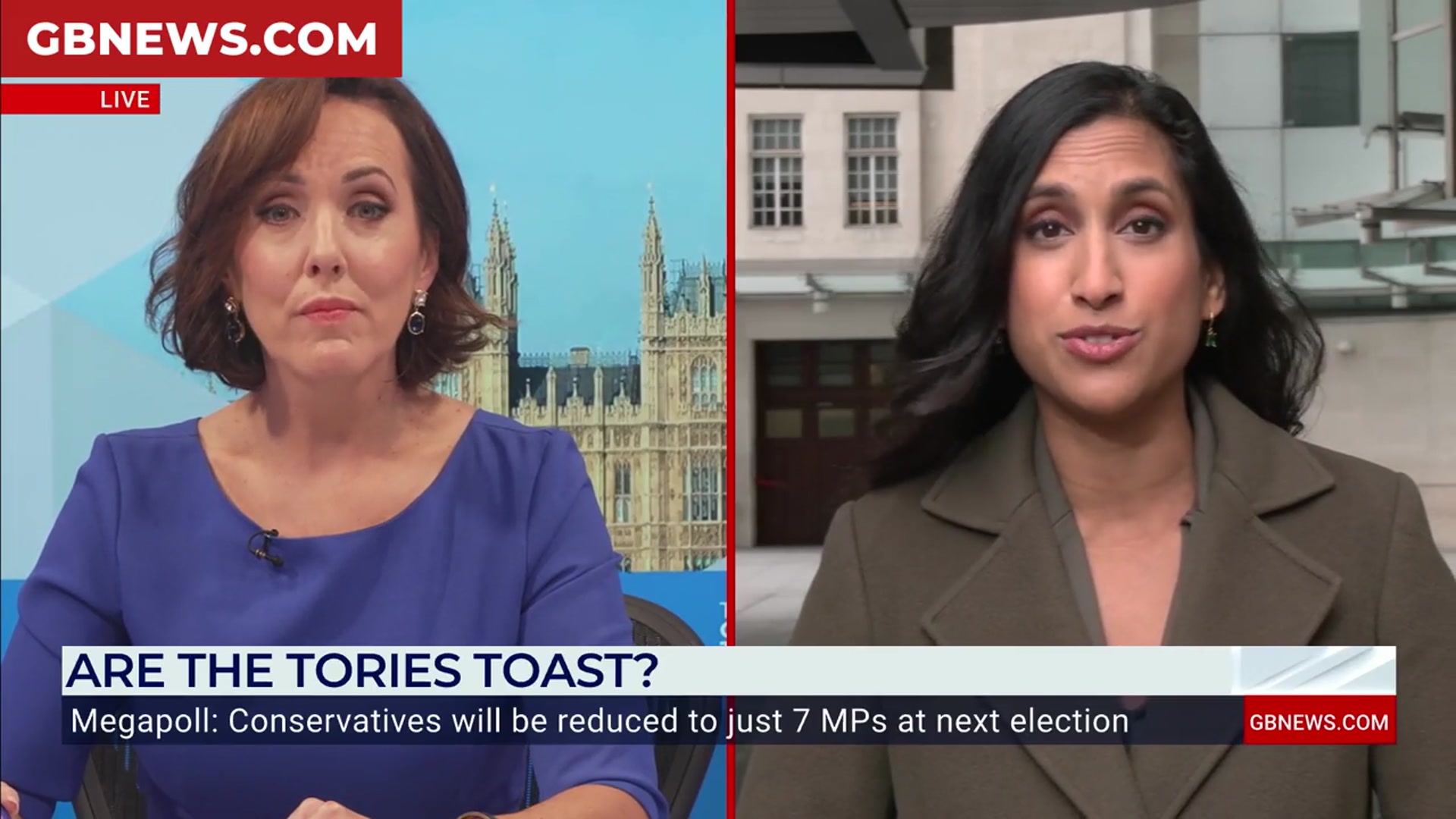 'Video thumbnail for Watch moment Tory MP squirms over damning poll that slashes Conservatives to just SEVEN seats next election'