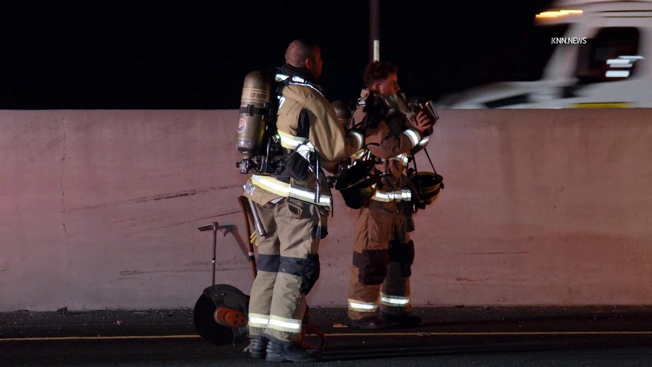 Video thumbnail for US, Los Angeles: Long Beach Fiery Crash Shuts Down Freeway.