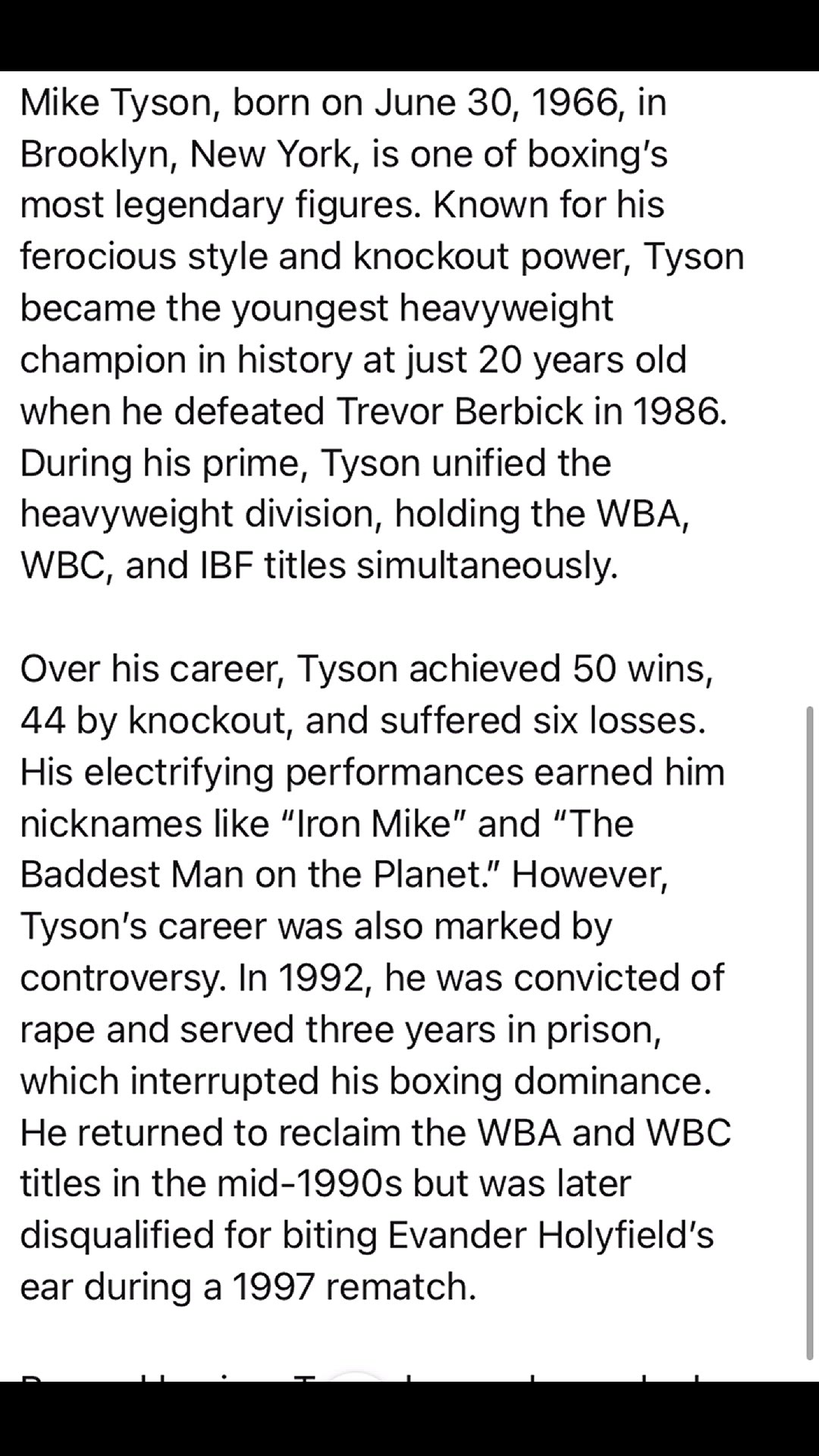 'Video thumbnail for Mike Tyson | Biography, Records, Life Struggles and Facts'