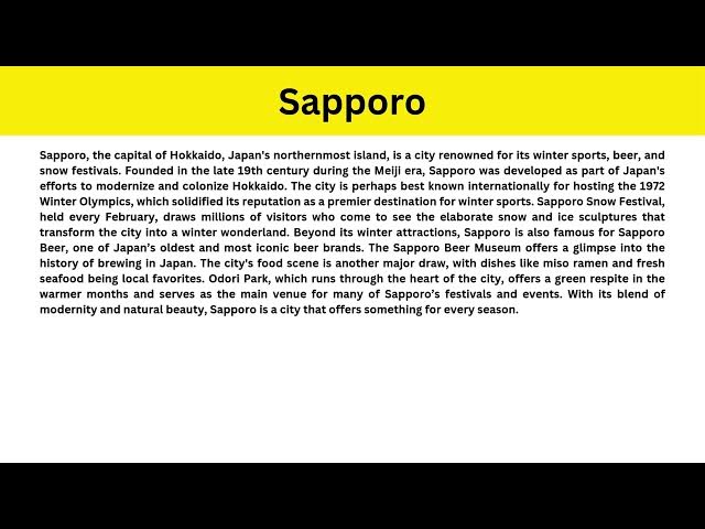 Video thumbnail for Short Paragraph on Sapporo