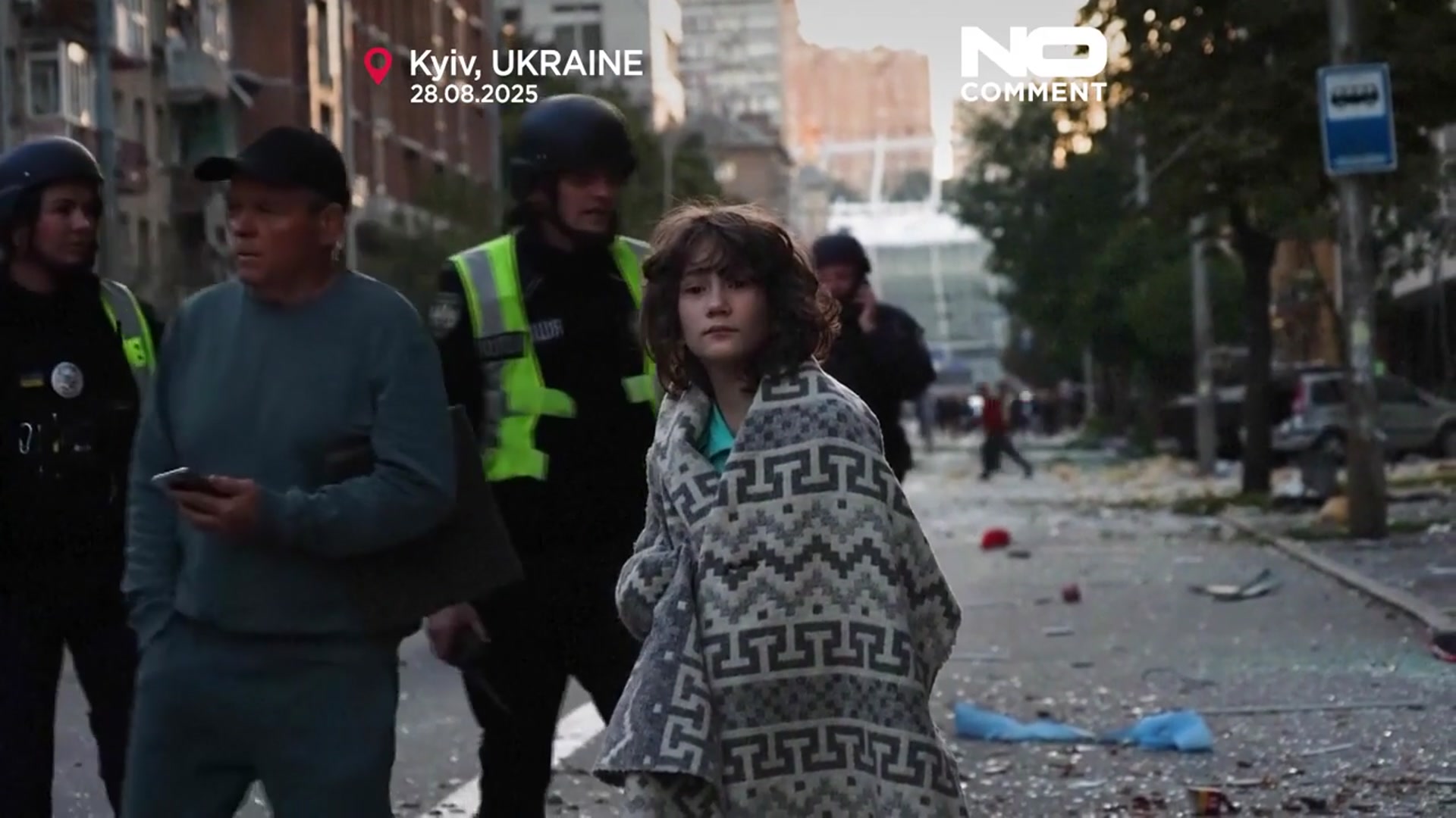 'Video thumbnail for Rescuers search rubble after deadly missile and drone strikes in Kyiv'