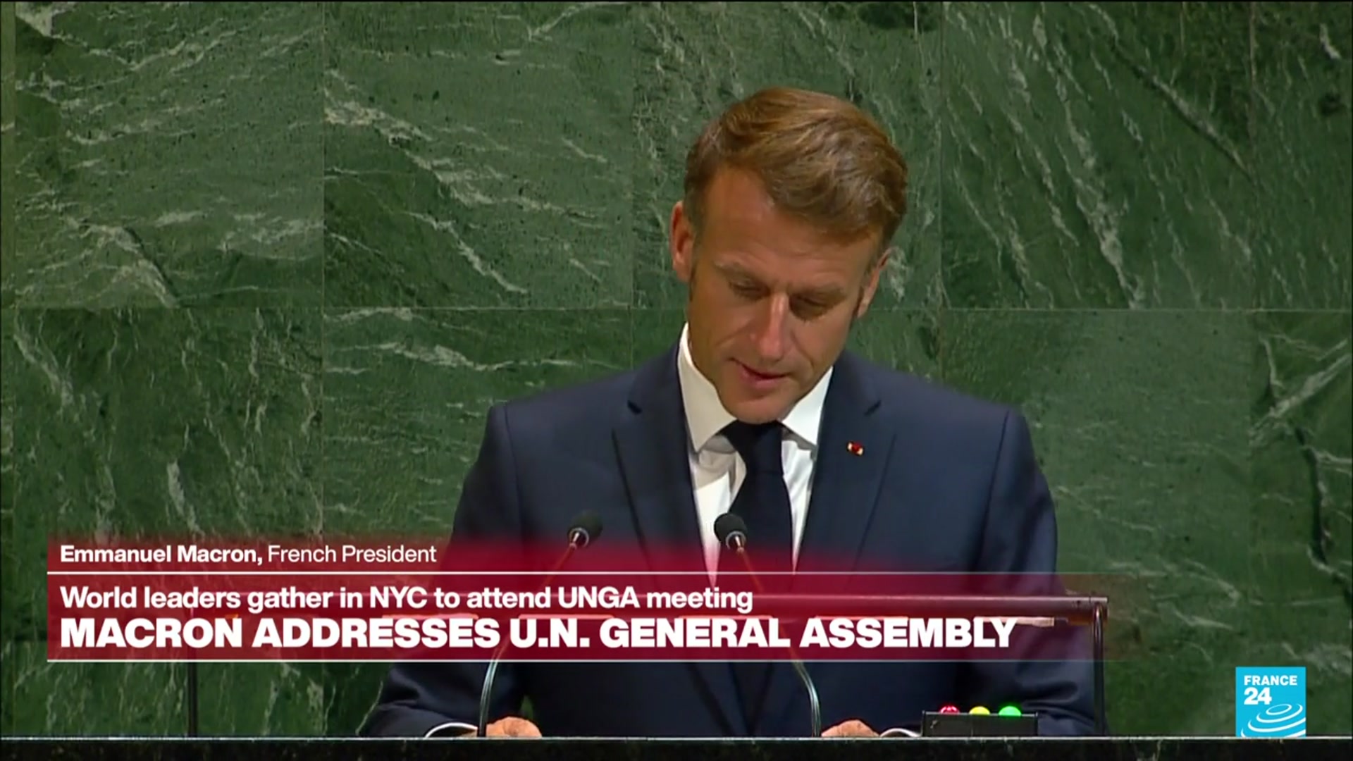 'Video thumbnail for Replay: Macron addresses UN General Assembly'