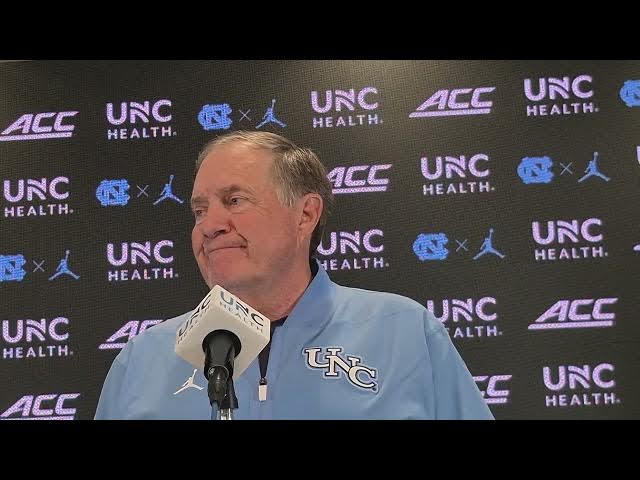 Video thumbnail for #UNC coach Bill Belichick press conference after Pitt win and before game at Duke
