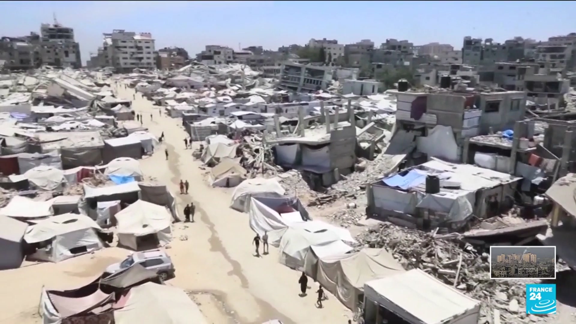 'Video thumbnail for Gaza: Aid begins trickling in as Palestinians starve'