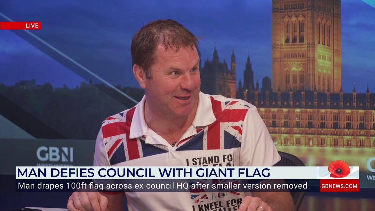'Video thumbnail for WATCH: James Holmes tells GB News he has been called 'racist' for 100ft Union flag display'