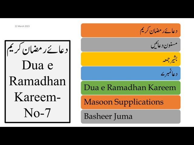 Video thumbnail for Dua 07 Dua e Ramadhan Video Basheer Juma