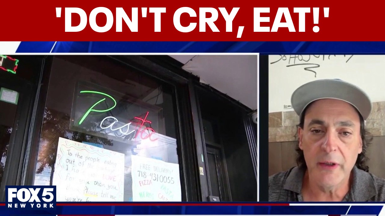 Video thumbnail for Bronx pizzeria owner on his viral act of kindness: "Don't cry, eat!"