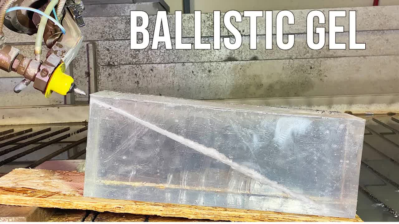 Video thumbnail for Ballistic Gel Impact Test: 6-Inch Block Water Jet Penetration