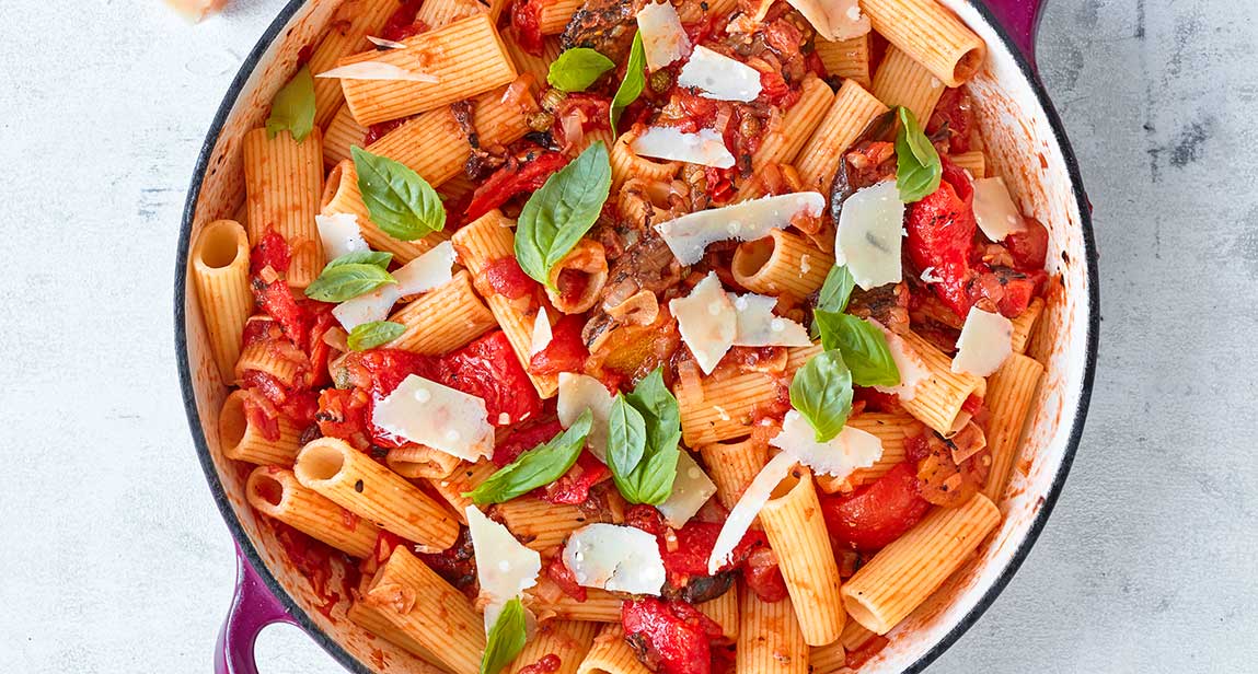 Video thumbnail for Caponata pasta