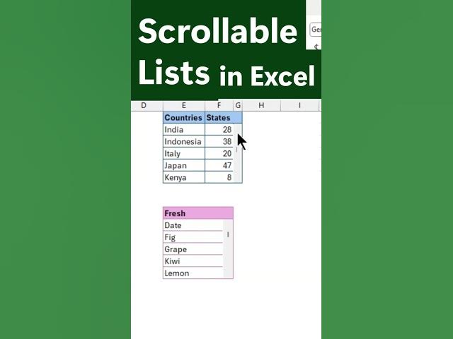 Video thumbnail for Excel Scrollable Lists Trick #excelwithbrainbell #excel