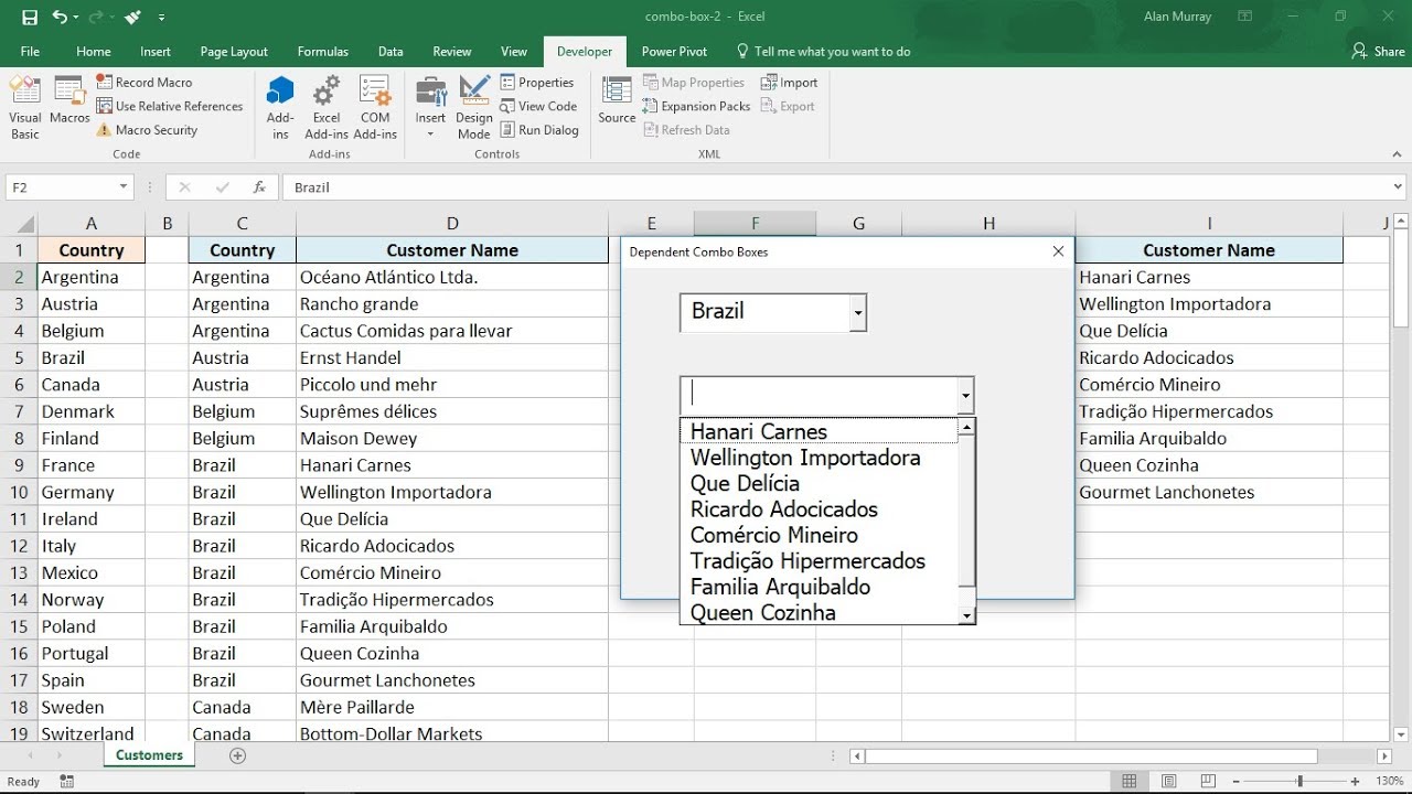 Video thumbnail for Dependent Combo Boxes with Advanced Filter - Excel VBA