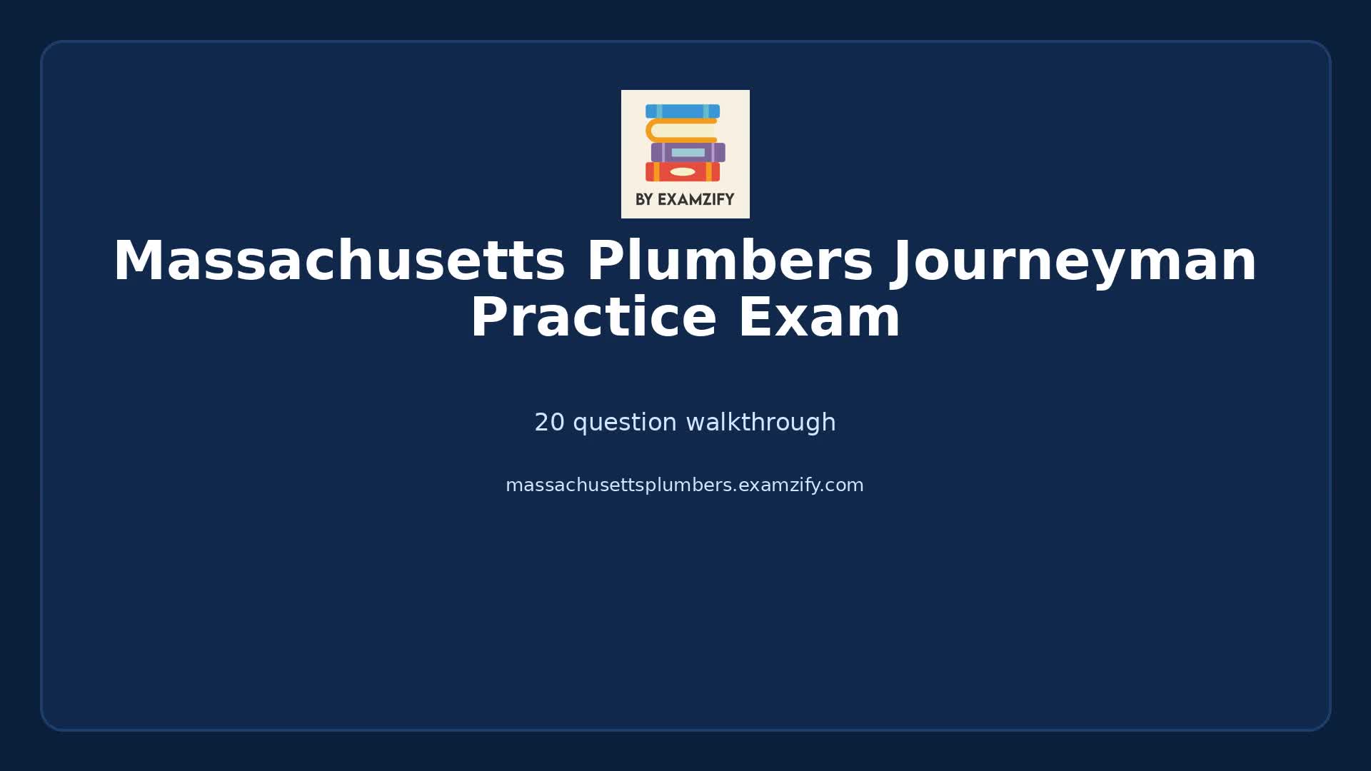 Video thumbnail for Massachusetts Plumbers Journeyman Practice Exam