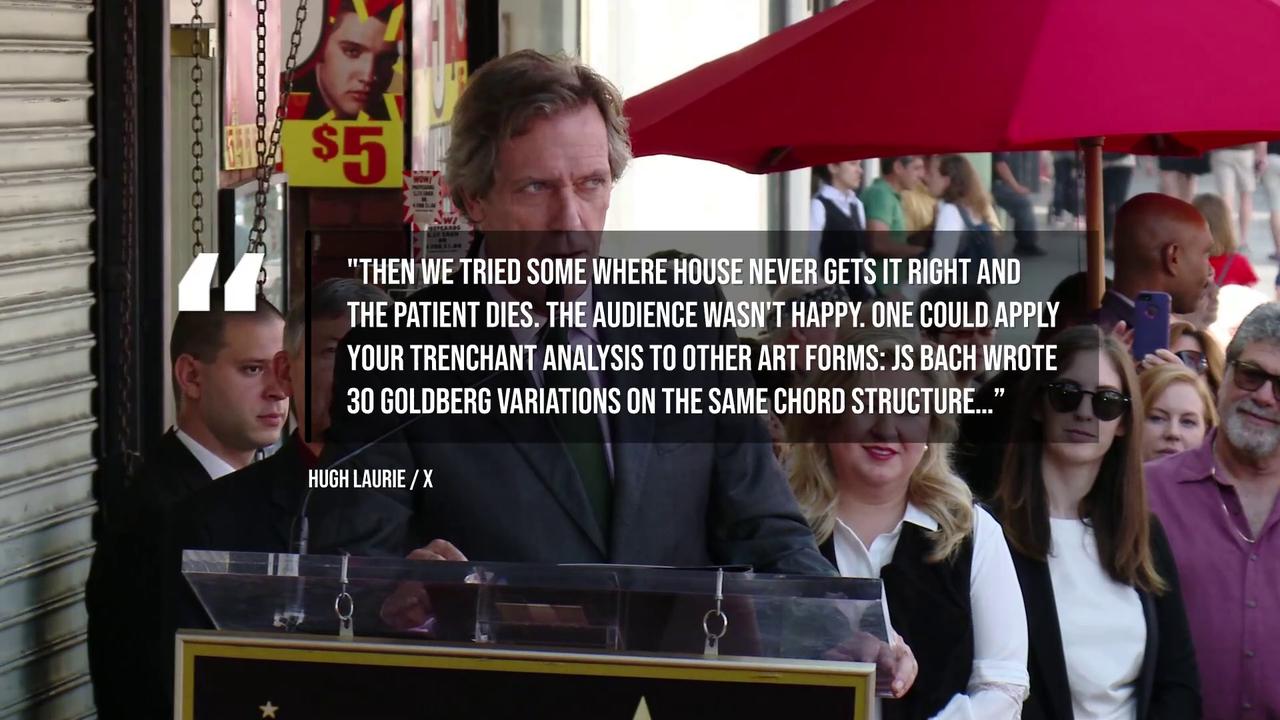 Video thumbnail for Hugh Laurie responds to viral criticism of House.