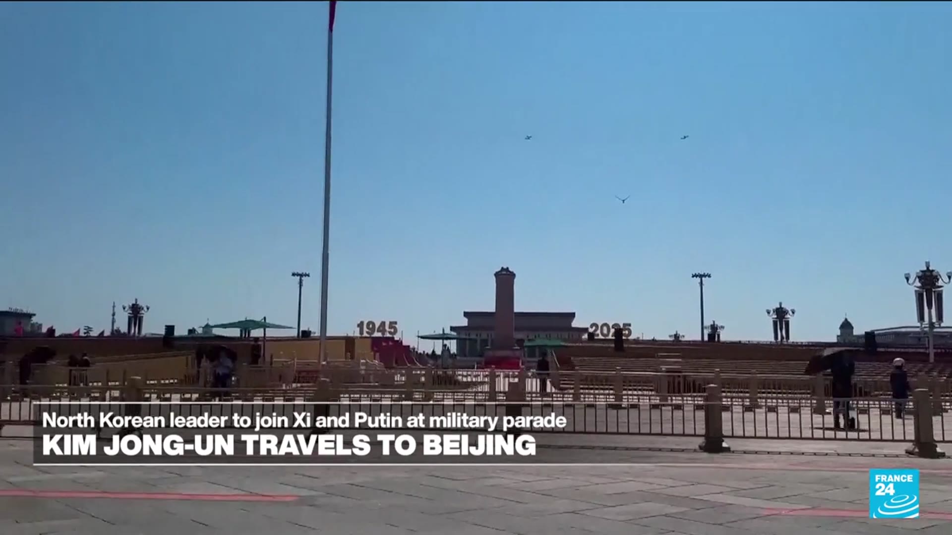 'Video thumbnail for Kim Jing Un travels to Beijing to attend a massive military parade'