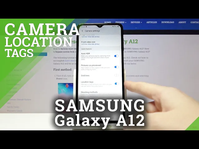 Video thumbnail for Samsung Galaxy A12 - How to Turn On / Off Camera Location Tags