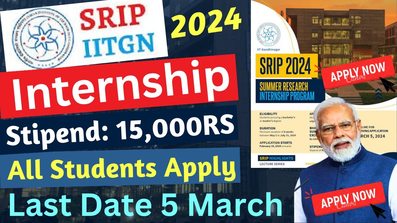 'Video thumbnail for SRIP IIT Internship 2024 Apply | Stipend : 15,000 RS PM | All Students Apply Internship 2024 ||'