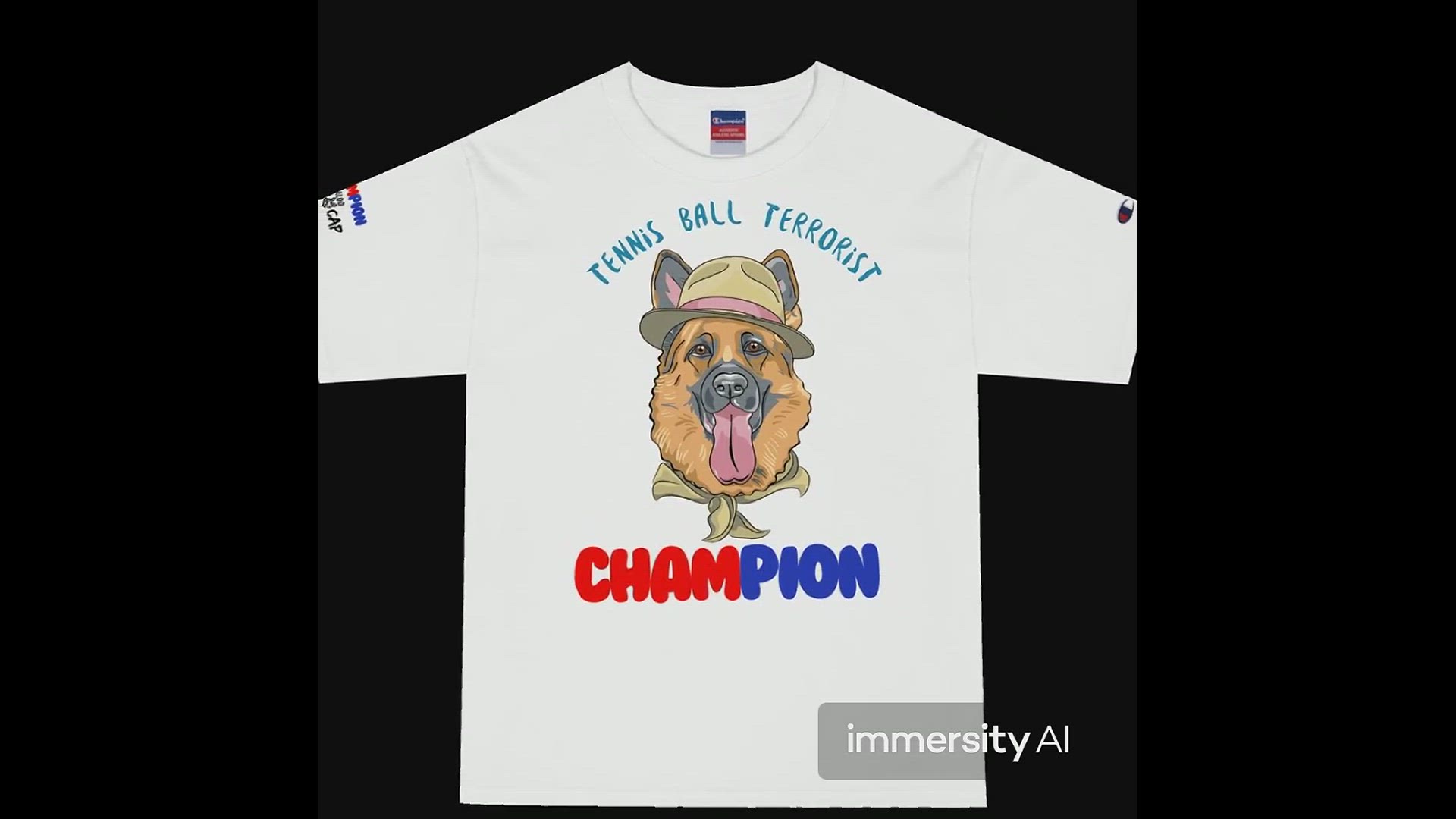 'Video thumbnail for Men’s Champion T-Shirt BaLoo-Star-Cap Tennis Ball Terrorist white-front'