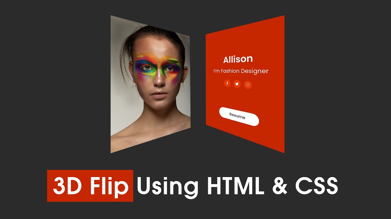 'Video thumbnail for How To Make 3D Flip Card Using HTML And CSS _ User Profile Card Flip Effect In HTML CSS'