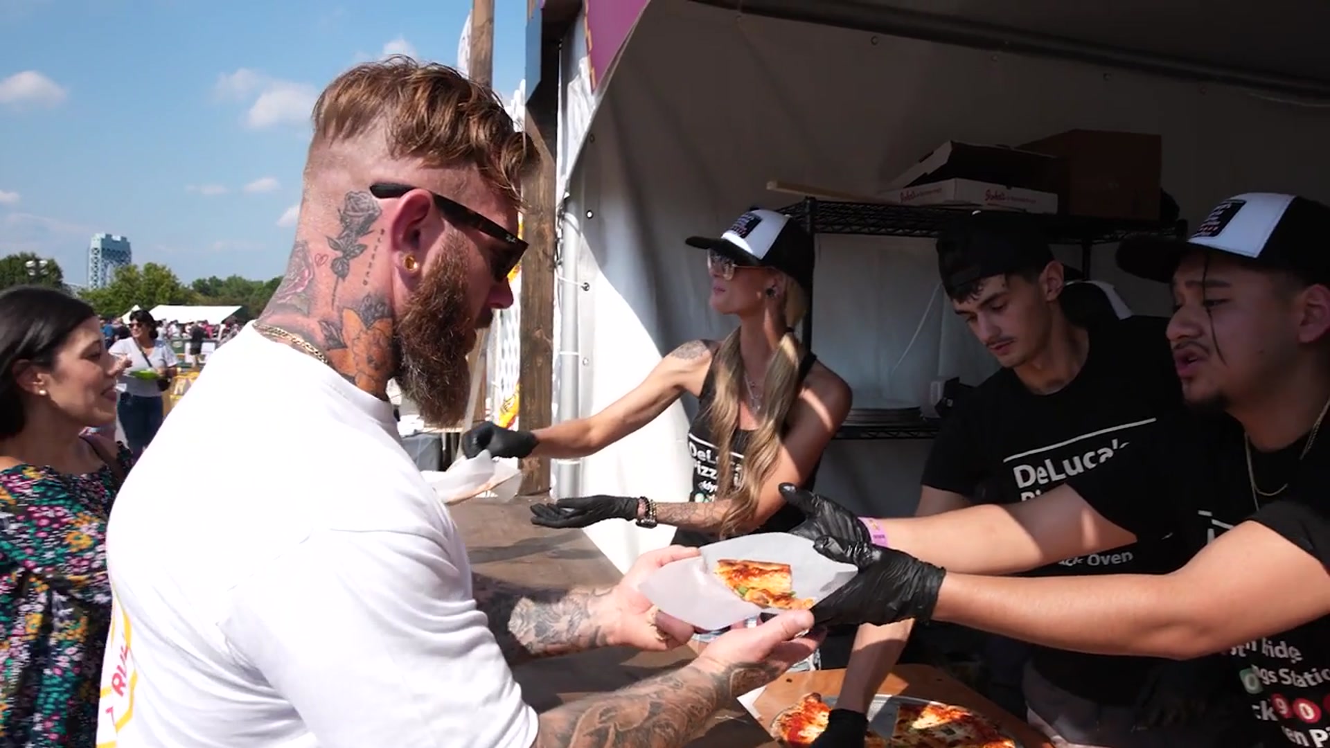 'Video thumbnail for Dave Portnoy is texting buds with a Taylor Swift insider, talks Travis Kelce's football future at One Bite Pizza Fest'