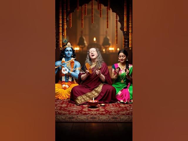 Video thumbnail for Krishna and Radha Sing Bhajans, Marilynn Joins