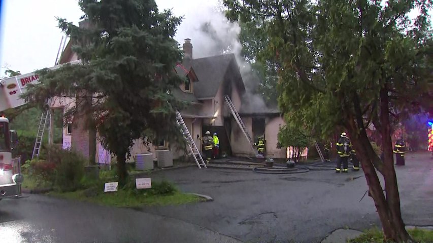Video thumbnail for Briarcliff Manor spa erupts in flames