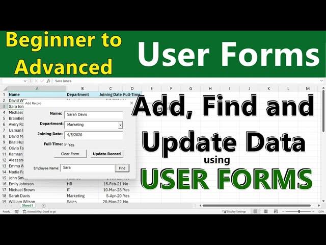 Video thumbnail for Create an Excel UserForm to Add, Find & Update Records