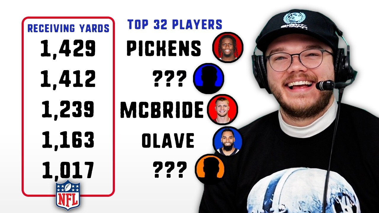 Video thumbnail for Can we name the players with the MOST receiving yards in 2025 (NFL Top 32 Challenge)