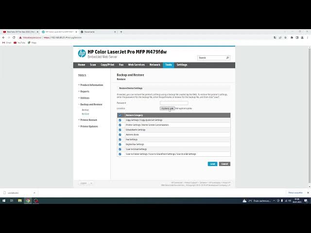 Video thumbnail for How to restore settings from Backup on HP Color LaserJet Pro / Restore settings from back up