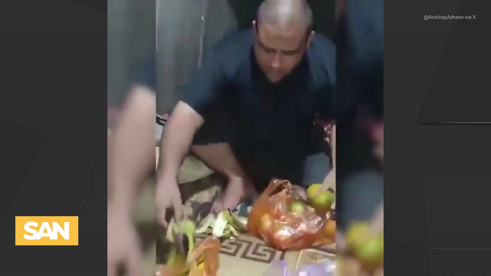 'Video thumbnail for IDF video allegedly shows Hamas with large meals as Gazans starve'