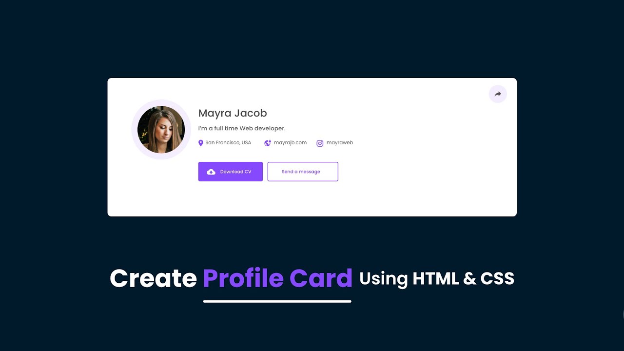 'Video thumbnail for How To Make Profile Card Using HTML And CSS With PDF File Download Button'