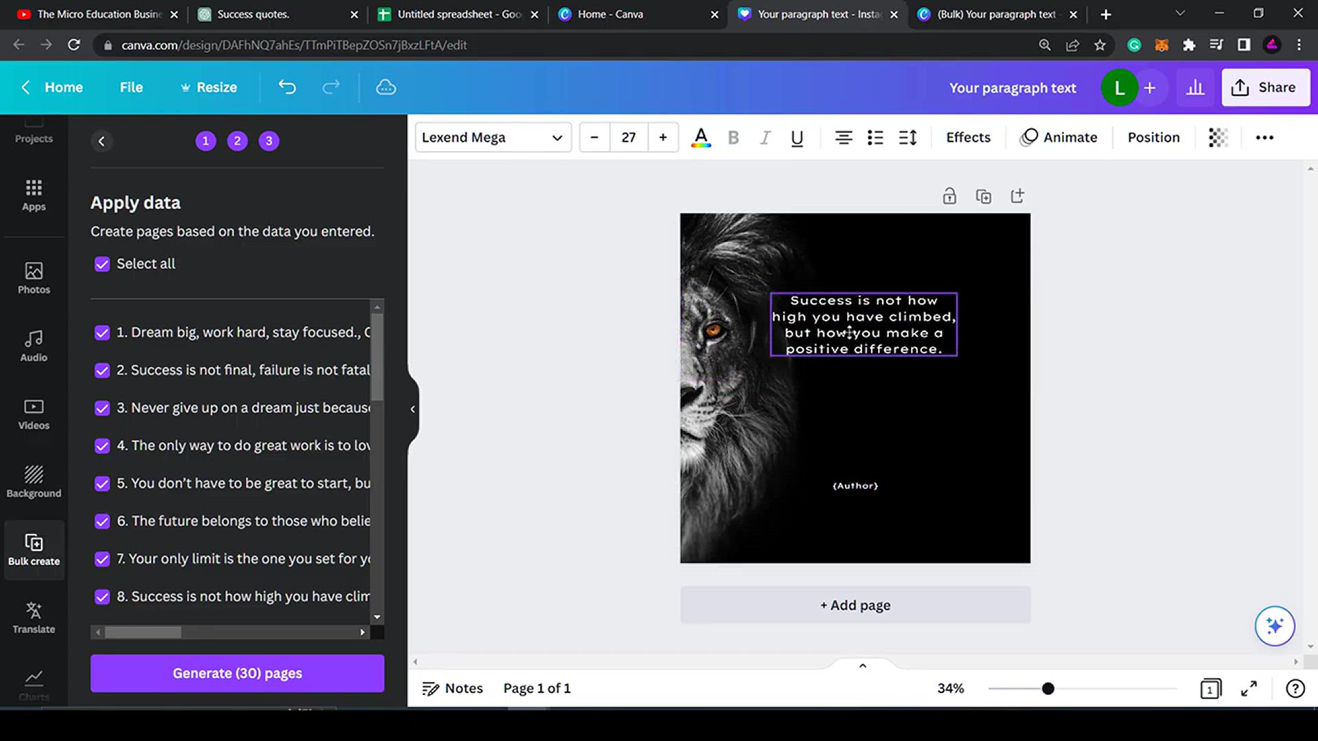 'Video thumbnail for BULK CREATE 30 Instagram Posts In 10 Mins Using Canva & ChatGPT (New Canva Pro Feature)'