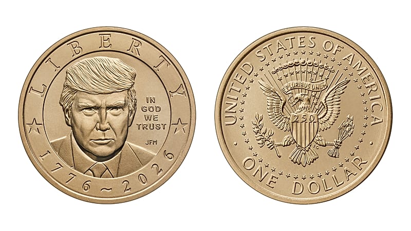 Video thumbnail for US Treasury issues $1 coin with Trump's face on it