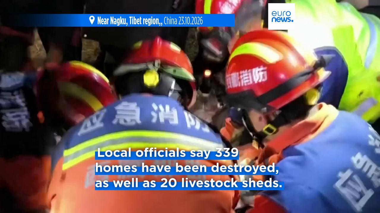 Video thumbnail for Magnitude 7 earthquake strikes Tibet killing at least 16 people and destroying hundreds of homes