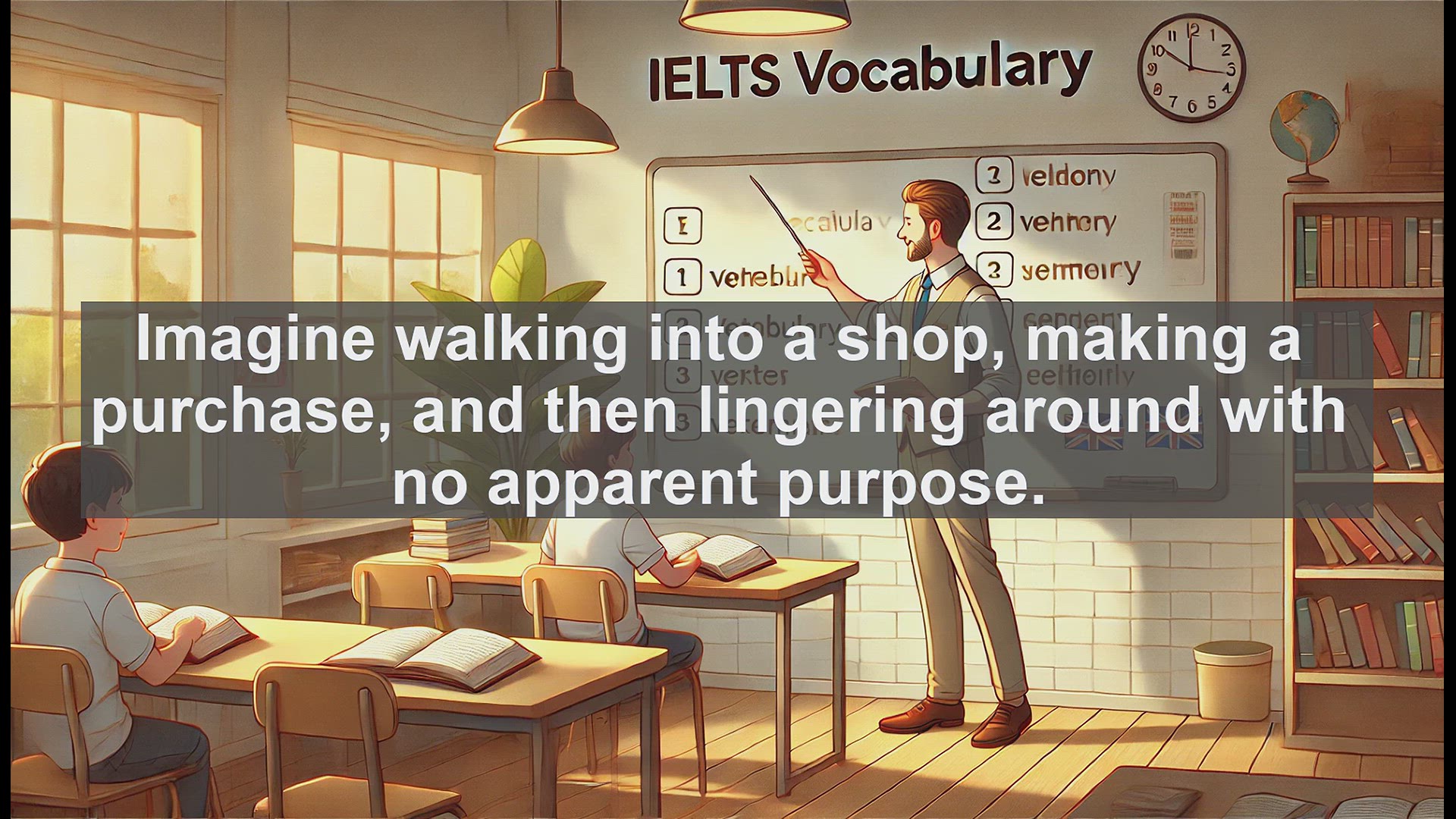 'Video thumbnail for 2000 Must Know IELTS 9.0 Vocabulary - Loiter: Boost Your IELTS Score with This Nuanced Verb'