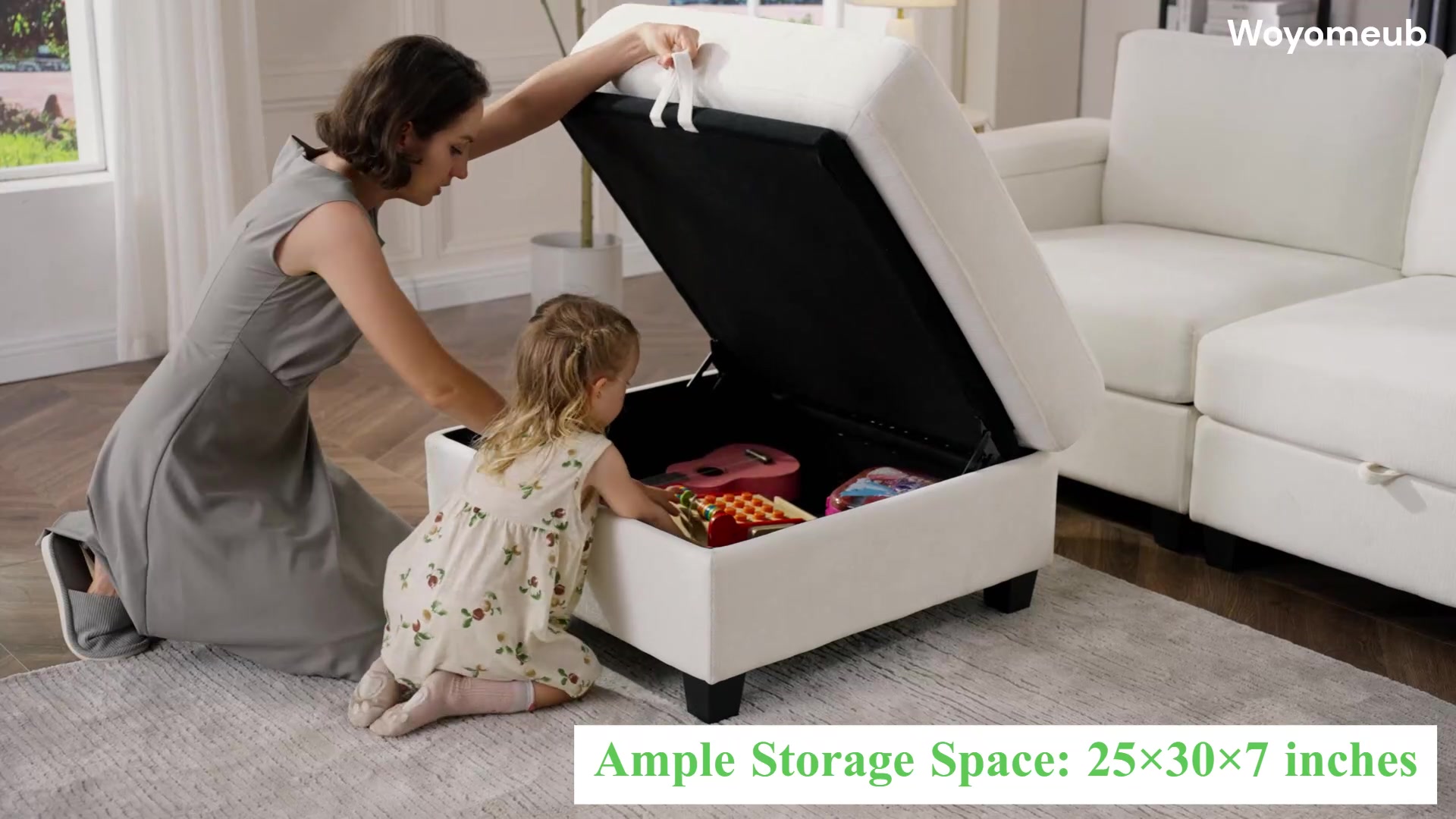 Video thumbnail for 75" Modular Sectional Sofa with Storage & USB/Type-C