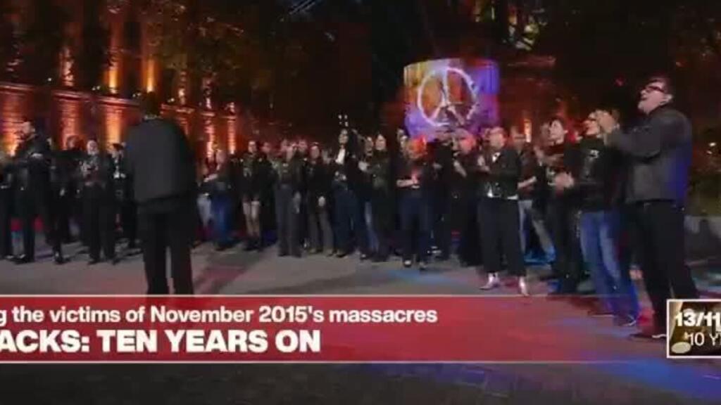 Video thumbnail for Survivors' choir sings Rival Sons at 2015 Paris attacks commemoration ceremony