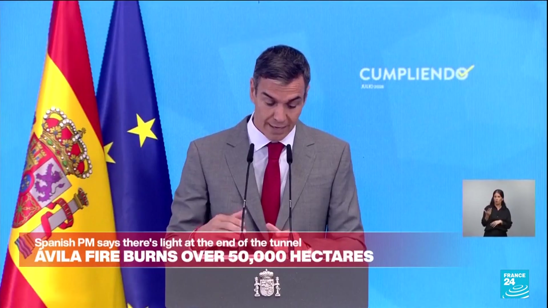 Video thumbnail for Spain is seeing 'the light at the end of the tunnel' in its fight against fires