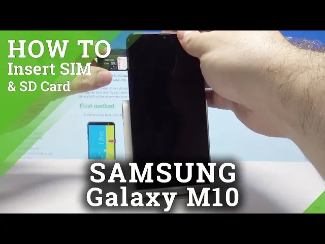 Video thumbnail for How to Insert Nano SIM and Micro SD Card in SAMSUNG Galaxy M10 - Set Up SIM and SD