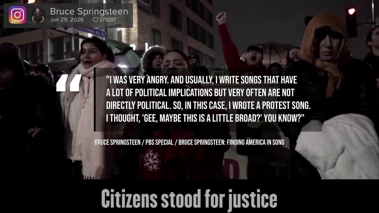 Video thumbnail for NEWS OF THE WEEK: Bruce Springsteen labels himself 'critical patriot' for opposing President Trump.